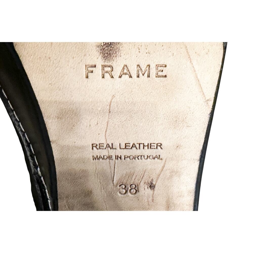 FRAME Elio Black Leather Clogs Platform Heels Mules Size 38 - Picture 8 of 8